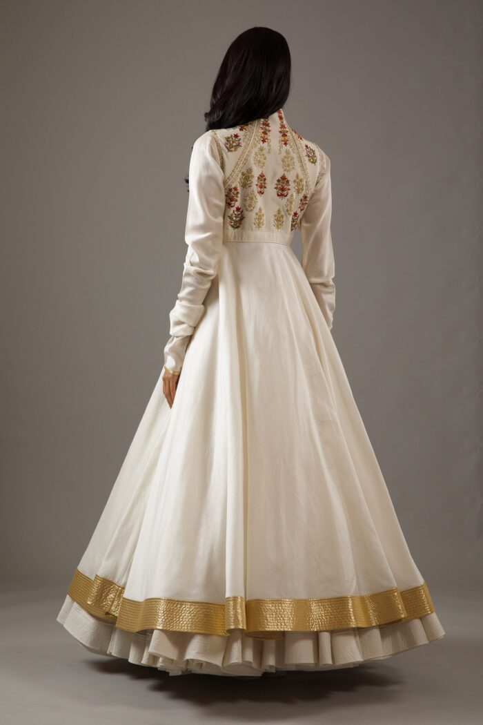 IVORY CHANDERI ANARKALI SET - Image 3