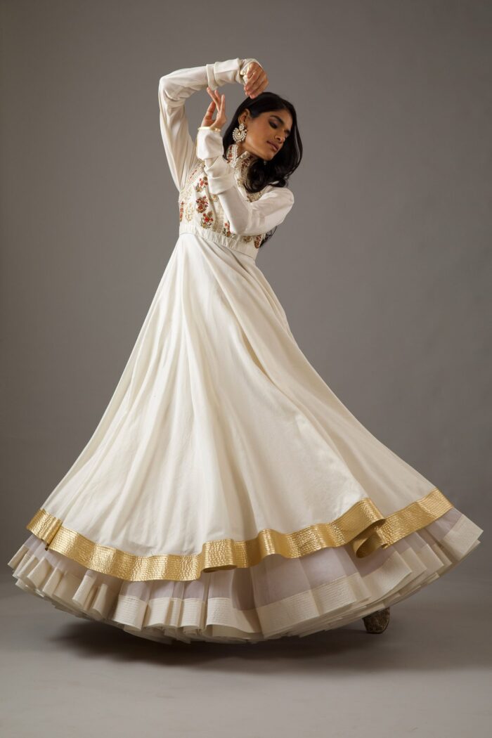 IVORY CHANDERI ANARKALI SET - Image 2