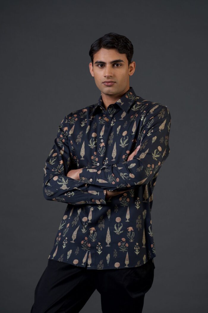 BLACK MUGHAL PRINTED SHIRT - Image 2