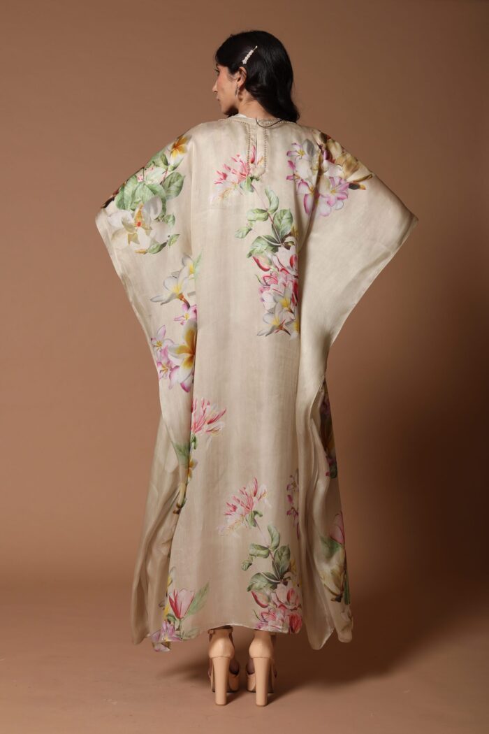 Beige Printed Kaftan - Image 3