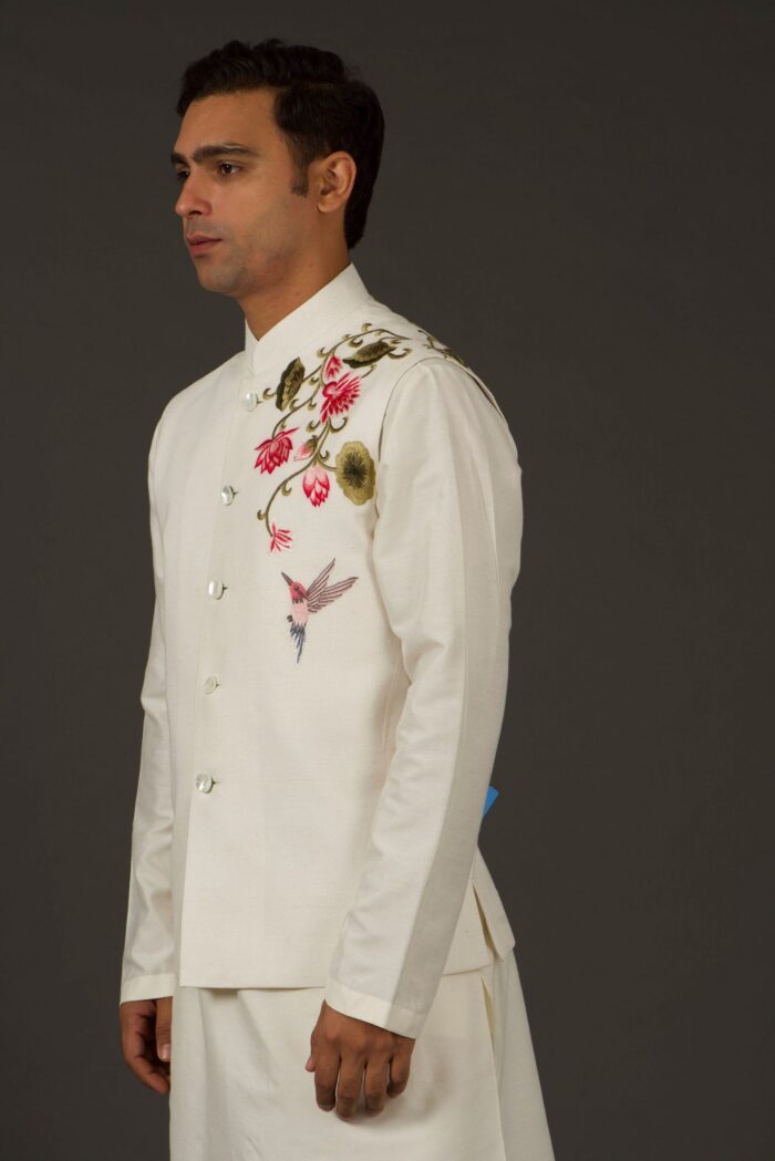 Men's Embrodery Nehru Jacket - Image 4