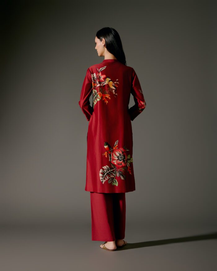 Chanderi Tunic Set with Abstract Print and Voile Pant - Image 5