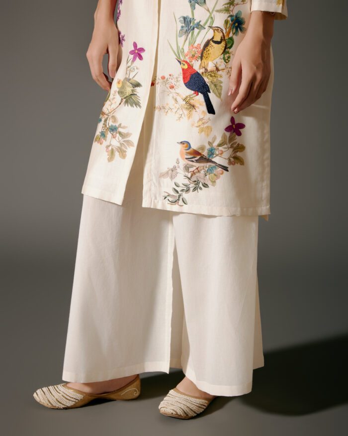 Chanderi Tunic Set with Abstract Print and Voile Pant - Image 4