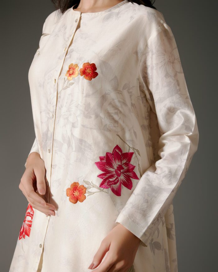 Flared A-Line Tunic Set in Chanderi Silk - Image 4