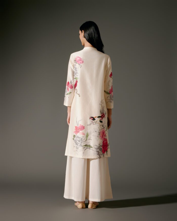 Chanderi Tunic Set with Abstract Print and Voile Pant - Image 5