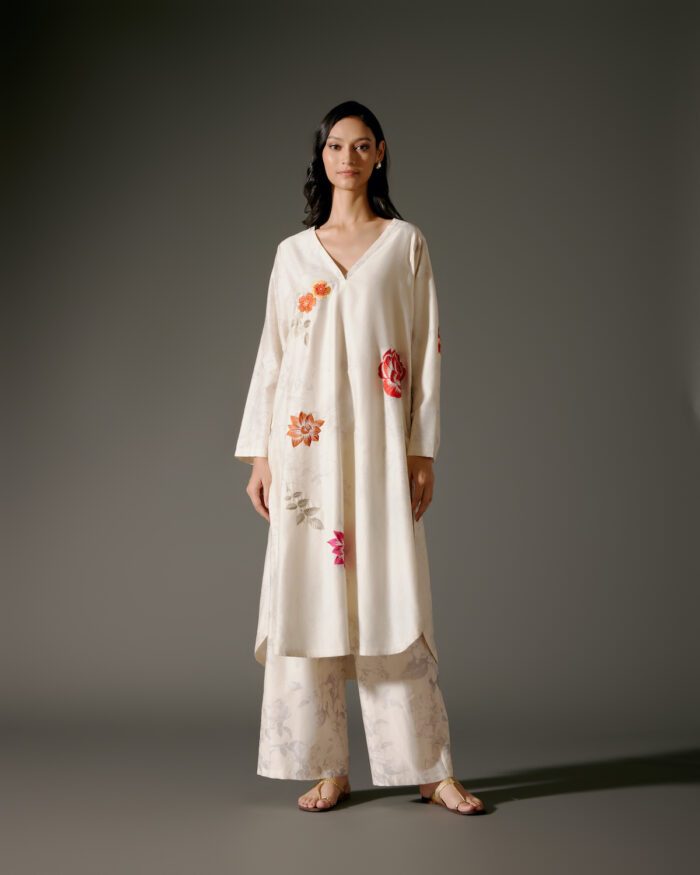 Flared A-Line Tunic Set in Chanderi Silk