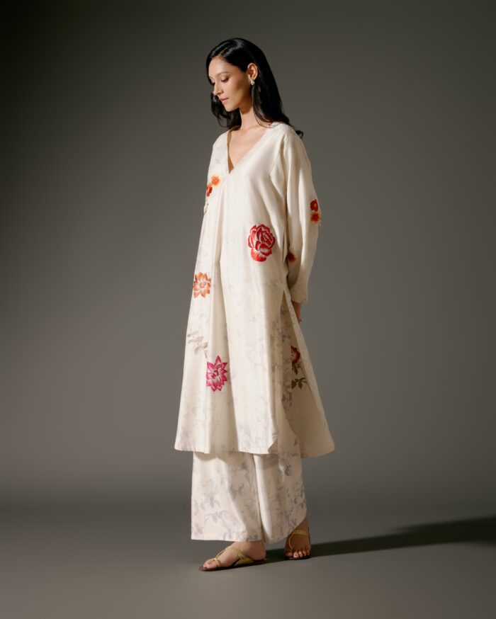 Flared A-Line Tunic Set in Chanderi Silk - Image 2