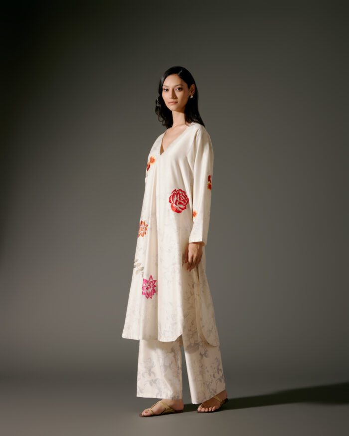 Flared A-Line Tunic Set in Chanderi Silk - Image 3